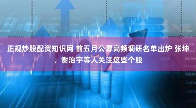 正规炒股配资知识网 前五月公募高频调研名单出炉 张坤、谢治宇等人关注这些个股