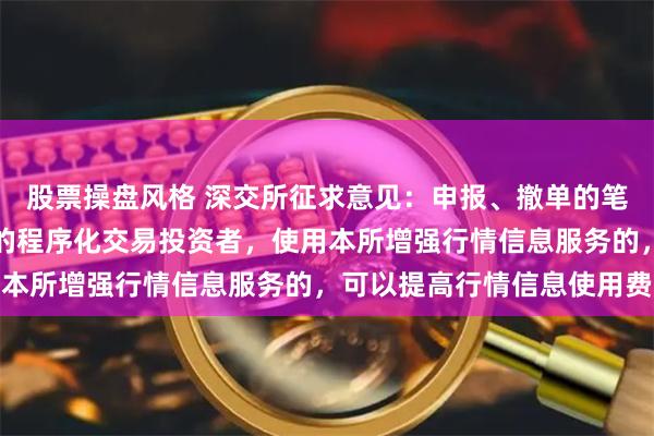 股票操盘风格 深交所征求意见：申报、撤单的笔数、频率达到一定标准的程序化交易投资者，使用本所增强行情信息服务的，可以提高行情信息使用费