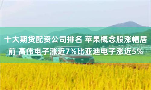 十大期货配资公司排名 苹果概念股涨幅居前 高伟电子涨近7%比亚迪电子涨近5%